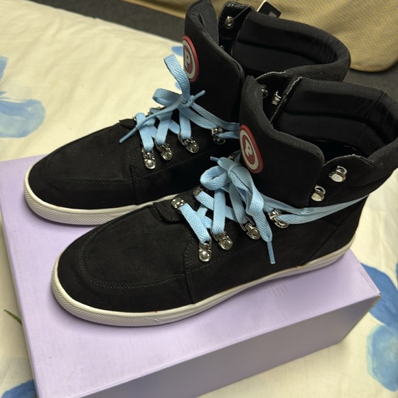 Pastry Riverside sz10 women hi-top dance walking sneaker black suede blue laces - Picture 5 of 16